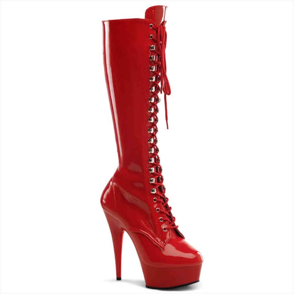 Pleaser - DELIGHT2023 Kniehoge laarzen - Rood